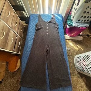 Lush Charcoal Knit Sleeveless Jumpsuit